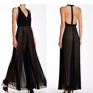 Alice + Olivia Black Pleated Maxi Dress/romper
